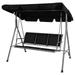 3 Person Patio Swing with Convertible Canopy-Weather Resistant Frame and Breathable Seat Comfy Outdoor Swing Chair Bench for Porch Backyard Garden Black