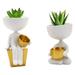 2 Pack Ceramic Succulent Plant Pot Creative Human Shaped Planter Decorative Resin Succulent Planter Vase Human Face Flower Pot Plant Container Bonsai Holders Desktop Flower Table Art Statue White