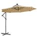 10 Ft Solar Led Patio Outdoor Umbrella Hanging Cantilever Umbrella Offset Umbrella Easy Open Adustment With 32 Led Lights -Taupe