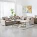 Miekor Furniture Nolan 106 Beige Linen Fabric 6Pc Reversible Sectional Sofa with a USB Charging Ports Cupholders Storage Console Table and Pillows and Interchangeable Legs W5U517