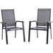 durable 7 PCS Patio Dining Set with 6 Aluminum Sling Chair (Wooden Armrest) and 1 Wood-Like Top Table Outdoor Furniture for 6