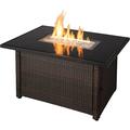 X 32 Rectangular 40 000 BTU Liquid Propane Gas Outdoor Table With White Fire Glass Center Insert And Cover Brown/Black