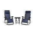 Canddidliike 3 Pieces Folding Portable Zero Gravity Reclining Lounge Chairs Table Set Outdoor Patio Furniture Set