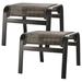 Patio Footstools Outdoor Foot Rest Aluminum Ottomans Samll Seat Wicker Furniture Patio Ottoman 2 Pieces Brown