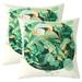 Kawaiian Parrot Set of 2 Cushion Covers For Adult Teens Palm Leaf Throw Pillow Covers 22x22 Inch Grass Leaf Circle Pattern Pillow Covers Tropical Botanical Decorative Pillow Covers Green Grey