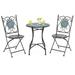 Canddidliike 3 Piece Patio Bistro Set Outdoor Patio Furniture Set with Mosaic Pattern