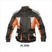 Men S XS Size Cordura Orange Black & Grey Reflective Piping Removable Body Armor Biker Jacket