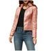 Winter Savings Clearance! Kukoosong Womens Leather Jacket Shacket Jacket Plus Size Faux Motorcycle Plain Zip up Short Coat with Pocket Long Sleeve Casual Collar Outerwear Tops Pink M
