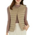 Womens Jacket Short Down Vest Light Packable Round Collar V Neck Vest Jackets for Women