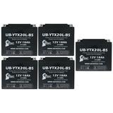 5-Pack UB-YTX20L-BS Battery Replacement for 2016 Arctic Cat ATV 450 Alterra 450 CC ATV - Factory Activated Maintenance Free Motorcycle Battery - 12V 18AH UpStart Battery Brand