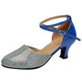 LIANGP Women s Heel Shoes Women s Ballroom Tango Latin Salsa Dancing Shoes Sequins Shoes Social Dance Shoe Ladies Shoes Blue Size 5.5