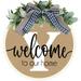 Last Name Welcome Signs Round Front Door Wreath with Bow 11.8 Optional Personalized Creative 26 Letter Farmhouse Wreath for Front Door Spring All Seasons Outside Hanger Decor Gift (Y)