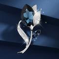 Temperament Fashion Elegant Artificial Flower Shape Blue Rhinestone Brooch Pin Breastpin Party Crystal Women