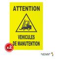 Lot de 2 plaques modulable jaune fluo - Attention véhicules de manutention - 4280363 - Jaune fluo