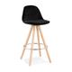 Paris Prix - Tabouret De Bar Velours & Bois vinea 87cm Noir & Naturel