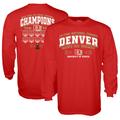 Men's Blue 84 Red Denver Pioneers 10-Time NCAA Ice Hockey National Champions Banner Long Sleeve T-Shirt