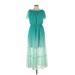 Belle + Sky Casual Dress - Maxi: Teal Ombre Dresses - Women's Size Large