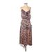 Lavender Brown Casual Dress - Wrap: Brown Print Dresses - Women's Size Small