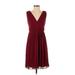 Ever Pretty Casual Dress - A-Line: Burgundy Solid Dresses - Women's Size Small