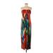 Valerie Bertinelli Casual Dress - Maxi: Red Tropical Dresses - Women's Size 8