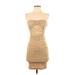 PrettyLittleThing Cocktail Dress - Mini: Tan Jacquard Dresses - Women's Size 2 Tall