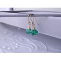 Emerald Color Hydro Quartz Faceted 3D Trillion Shape Earrings Ball Point Hook Ear Gold Plated Over Brass Gift For Her