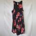 Free People Dresses | Free People Floral Boho Sleeveless A-Line Flowy Steetch Cocktail Dress Womens 12 | Color: Black/Pink | Size: 12