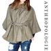 Anthropologie Jackets & Coats | Anthropologie Taikonhu Olive Green Somerset Tweed Belted Wool Cape - Size Xs | Color: Green/Purple | Size: Xs