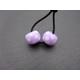 lampwork glass beads, lilac polka dot pair, uk handmade