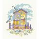 Yellow Beach Hut Counted Cross Stitch Kit from Heritage Crafts- By the Sea range, designed by Karen Carter, beach scene