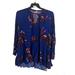 Free People Dresses | Free People Blue Floral Tunic Tree Swing Shirt Dress Side Pockets Over Side Xs | Color: Blue | Size: Xs