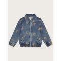 Monsoon Girls Butterfly Embroidered Zip Jacket - Blue, Blue, Size 3-4 Years, Women