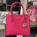 Michael Kors Bags | Michael Kors Mercer Medium Leather Messenger Satchel Crossbody Electric Pink Nwt | Color: Gold/Pink | Size: Medium