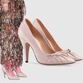 Gucci Shoes | Gucci Shoes Point Toe Pumps Bow Detail Pink Leather Sz 39 9 | Color: Pink | Size: 9