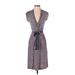 Tory Burch Casual Dress - Wrap: Gray Print Dresses - Women's Size Small