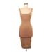 Trafaluc by Zara Casual Dress - Midi: Brown Solid Dresses - Women's Size Small