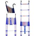 YDYUMN Outdoor Ladder,Ladders，Telescopic Ladder,Folding with Hook and Non-Slip Rubber Mat - for Loft Roof Indoor Outdoor Office House - 330Lbs Load Capacity,3.85M/12.63Ft,3.85M/12.63Ft needed