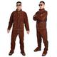 NALSA Welding work clothes safety jacket heavy duty leather denim patchwork welder pants heat resistant flame retardant suede leather overalls,Brown-XLarge