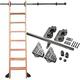 Sliding Door Track Barn Sliding Door Kit Hanging Rail Full Set Hardware + Extention Track (No Ladder), Round Tube Mobile Ladder Track for Home/Indoor/Loft/Library (Size : 3.3ft/100cm Track Kit)