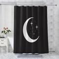 NANDHA Moon Shower Curtain - Star Shower Curtains Mould Proof Resistant, Waterproof Washable Polyester Fabric Bathroom Curtain, Bath Curtain with 12 Hooks, 240 x 200 cm (95x78 Inch)