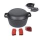 Pinnacle Cookware – 4.7 Litre / 5 Quart Pre Seasoned Cast Iron Dutch Oven | Casserole Dish with Lid | Cooking Pot | Skillet Pan Cast Lid | Oven Proof & All Hobs | Perfect for Bread Making | Camping
