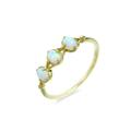 Stfery 18 Carat Gold Promise Rings Oval Shape White Created Opal Engagement Rings Gold