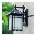 Outdoor Wall Lights Retro Solar Outdoor Wall Light Solar Wall Lantern Dimmable Wall Lamp Vintage Outdoor with Remote Control Led Wall Lighting Waterproof Aluminum for Garden Porch Patio ( Color : Blac