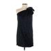 7 For All Mankind Cocktail Dress - Party One Shoulder Sleeveless: Black Dresses - Women's Size X-Small