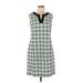 Talbots Casual Dress - A-Line: Green Grid Dresses - Women's Size 6