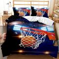 NUEYSP Double Duvet Cover Set Basketball Double Duvet Cover 110gsm Brushed Microfibre - Ultra Soft Cozy Hypoallergenic, Printed Quilt Cover 78.7" X 78.7" with Zip and 2 Pillowcases (19.7"x 29.5")