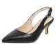 Court Shoes for Women Casual Mid Heel Slingback Shoes Buckle Kitten Heel Party Shoes Slingback Crocodile Texture, 041 Black Size 6 UK/40