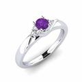 Vintage 0.6 Ct Round Cut Amethyst Purple Diamond Swirl Bypass Design Solitaire with Accents Wedding Engagement Ring for Women, Girl's and Teens in 925 Sterling Silver White Gold Finish (Z)