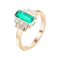 AMDXD 375 Yellow Gold Classic Lab Created Emerald Oval Moissanite Rings 9ct Gold Wedding Ring for Women, 14 Carat (585) Yellow Gold, Lab Created Emerald