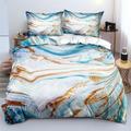 Bedding Blue And Gold Soft Microfiber Double Duvet Set,3 Pieces Bedding Double Bed Set With Zipper And Corner Ties,Double Bedding Set(155X220Cm+50X75*2)